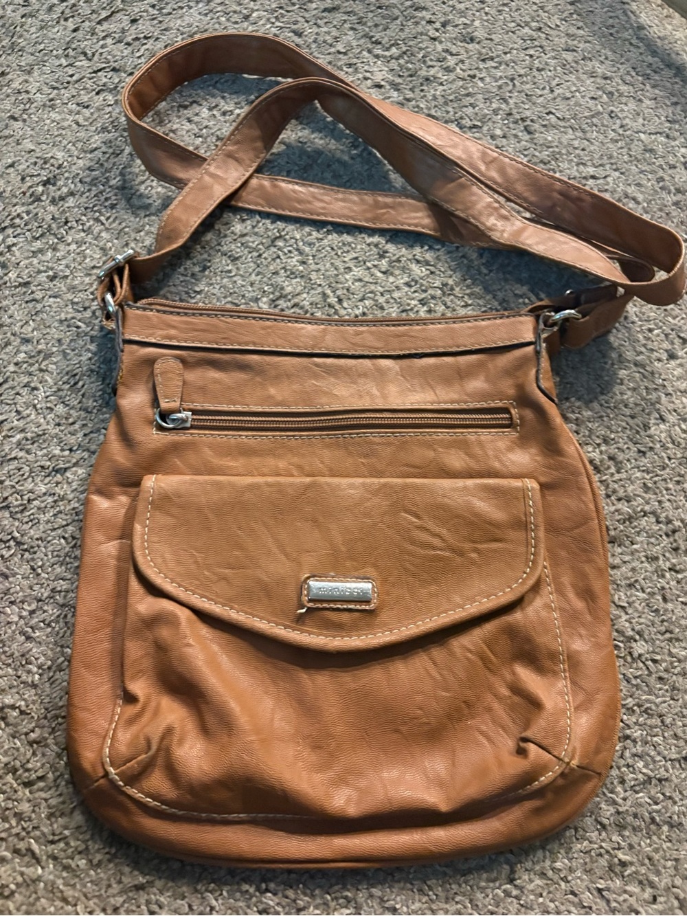 Minicci Tan Crossbody Bag with Front Flap Pocket